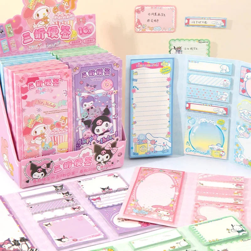 Cute Cartoon Sticky Notes Set 9 Designs 180 Sheets Foldable Memo Pads for Office School Journaling and Desk Organization