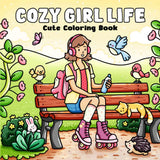 Cozy Atmosphere Relaxing Coloring Book for Adults and Teens Bold Easy-to-follow Patterns and Girl Moments