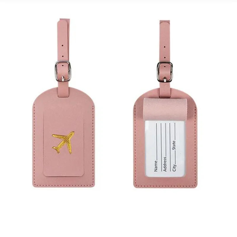 Women Men PU Leather Luggage Tag Suitcase Identifier Label Baggage Boarding Bag Tag Name ID Address Holder Travel Accessories