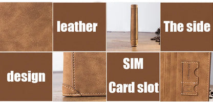 Men's Wallet Leather Billfold Slim Hipster Cowhide Credit Card/ID Holders Inserts Coin Purses Luxury Business Foldable Wallet
