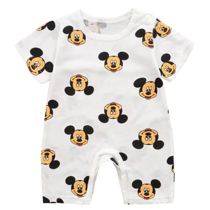 Nueva ropa de verano para niños, peleles para bebés y niñas, mono de algodón de manga corta con dibujos de Spider-Man y Mickey para recién nacidos, trajes para niños pequeños