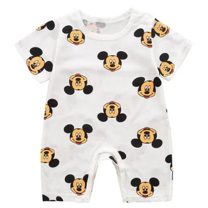 Nueva ropa de verano para niños, peleles para bebés y niñas, mono de algodón de manga corta con dibujos de Spider-Man y Mickey para recién nacidos, trajes para niños pequeños
