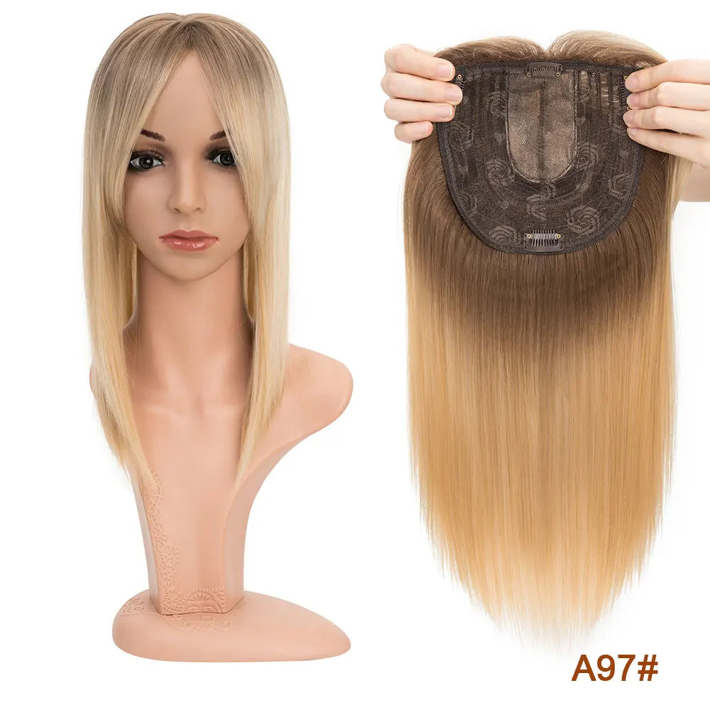 Benehair 14'' 18'' Hair Toppers with Bangs for Women Synthetic 6x6 Top Hairpieces Wigs Long Straight Clip in Hair Extension