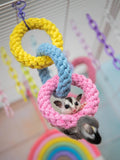 Chew-Proof Triple Ring Cotton Rope Toy - Hand-Braided Knot Ball for Aggressive Chewers Multi-Pet Enrichment Puzzle for Hamsters
