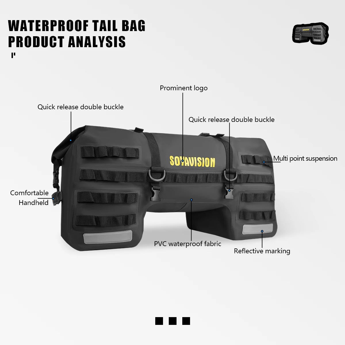 SOYAVISION 20L 50L 70L 80L 100L Motorcycle Waterproof Tail Bag Travel Outdoor Luggage Bag Motorcycle Seat Bag