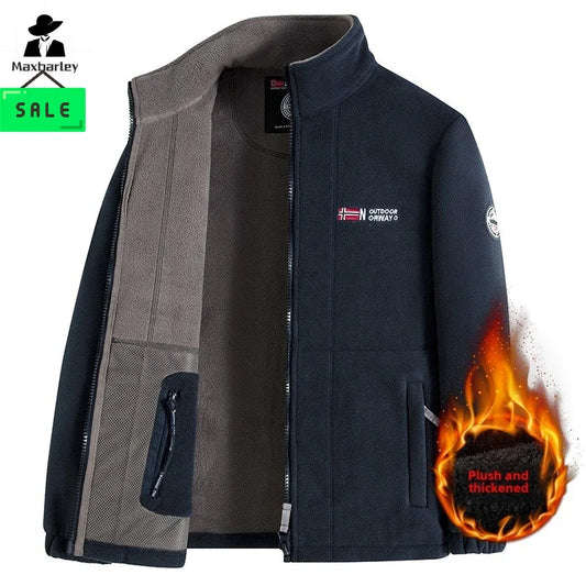 Chaqueta polar de esquí para exteriores para hombre, otoño e invierno, marca, gruesa, muy fría, de felpa, con solapa, informal, para nieve, cortavientos