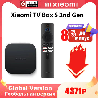 Global Version Xiaomi Mi TV Box S 2nd Gen 4K Ultra HD Google TV 2GB 8GB Dolby Vision Google Assistant Netflix Wifi Media Player