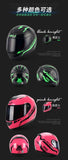 HNJ Men Motorcycle Helmet Women Full Face Helmet Riding Personality Horn Pink Helmet DOT Certification Motorcycle Helmet