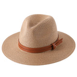 56-58-59-60CM New Natural Panama Soft Shaped Straw Hat Summer Women's/Men's Wide Brim Beach Sun Cap UV Protection Fedora Hat