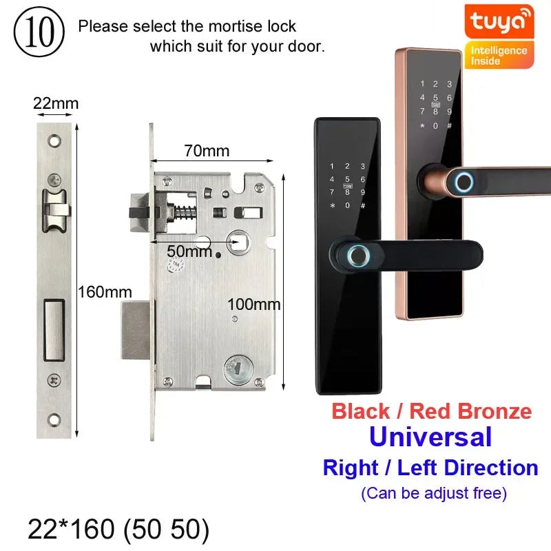 H4 Tuya Electronic Lock Wifi Smart Door Lock Fingerprint Lock Password IC Card Key USB Charge For Smart Home