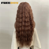 FREEDOM Synthetic Lace Front Wig Long Deep Wavy Ombre Blonde Ginger Lace Wigs For Black Women Heat Resistant Cosplay Wigs