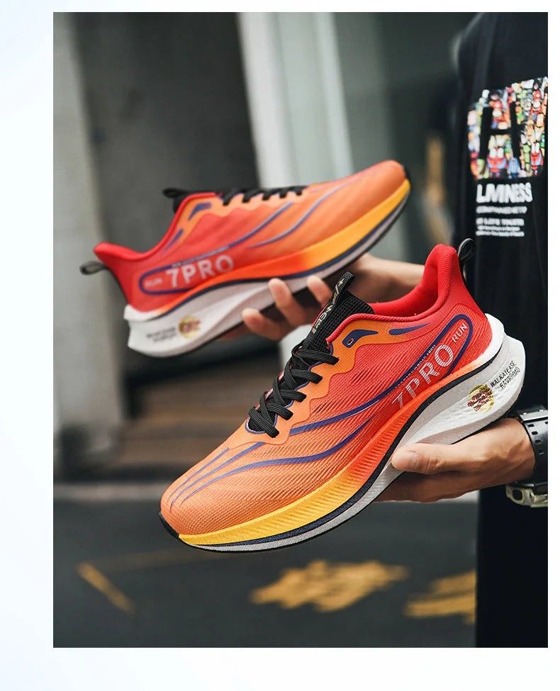 Summer Men's Running Shoes New Professional Carbon Plate Sports Training Shoes Outdoor Non-slip Shock-absorbing Tennis Shoes