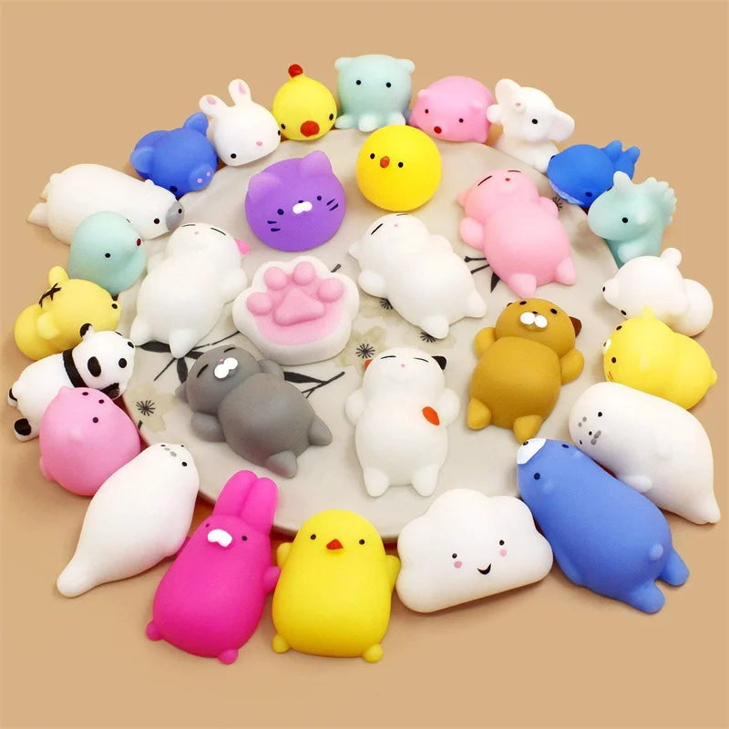 50-5 piezas de Mochi Squishies Kawaii Anima, juguetes blandos para niños, pelota antiestrés, regalos de fiesta, juguetes para aliviar el estrés en cumpleaños 