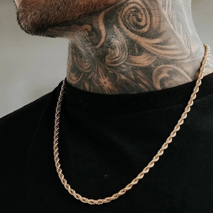 Collar HIYEE de cadena clásica de cuerda para hombre, ancho de 2/3/4/5 mm, cadena cubana tipo fígaro de acero inoxidable, joyería para hombre y mujer.