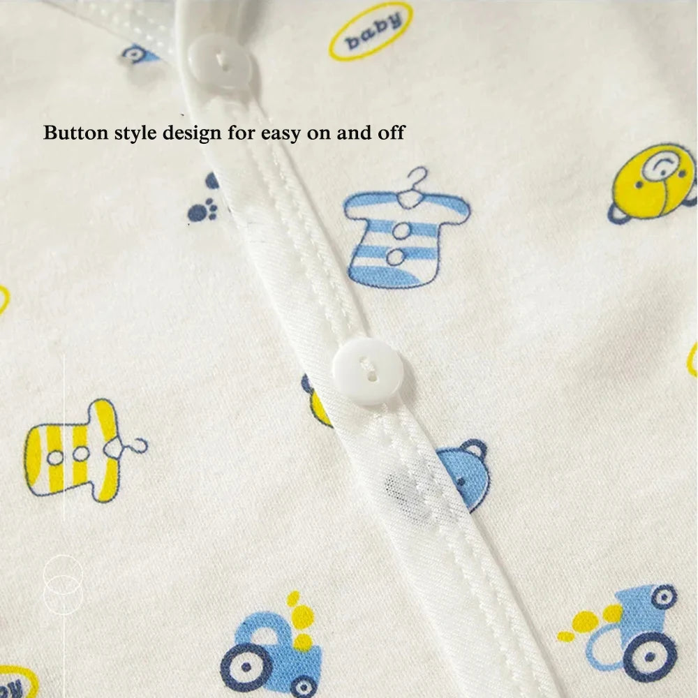 Ropa interior para bebé de 0 a 3 meses, con dibujos animados, para el hogar, de algodón, con botones, para niñas y niños, camiseta de manga larga y pantalones largos.