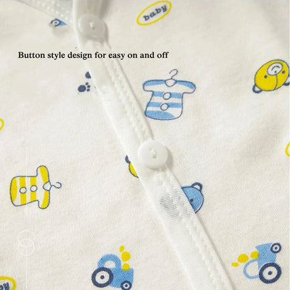 Ropa interior para bebé de 0 a 3 meses, con dibujos animados, para el hogar, de algodón, con botones, para niñas y niños, camiseta de manga larga y pantalones largos.