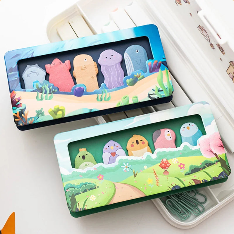 150 Sheets/set Cartoon Animals Sticky Notes Classified Indexing Stickers Bookmarks Notepads Stationery