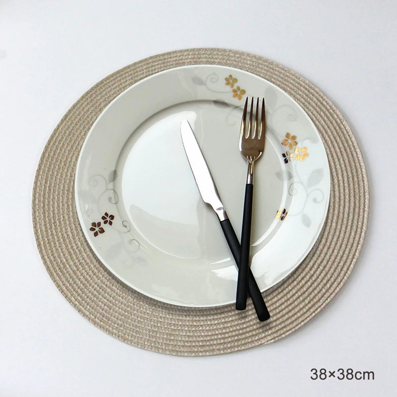 Round Placemats Set, Braided Circle Place Mat, Washable Table Mats for Kitchen Dining Table, Mixed Color Non-Slip Place Mats