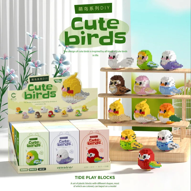 Parrot Micro Building Blocks Bird Cockatiel Budgerigar DIY Assembled Pigeon Macaw 3D Model Mini Brick Figures Toys For Kids