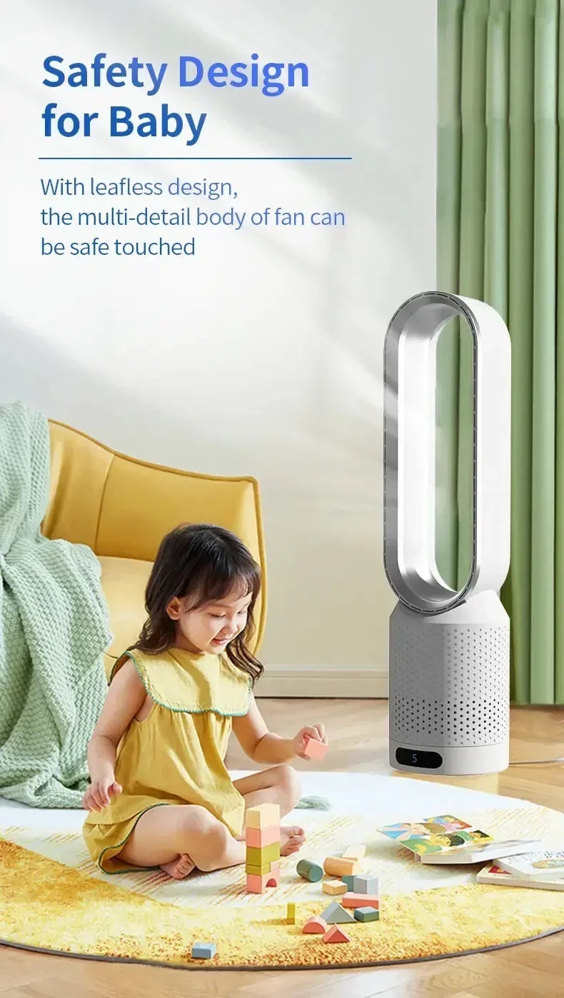 2024 New Bladeless Fan Electric Cooling Air Tower Fans With Remote Control Intelligent Low Noise 16 Inch Stand Floor Dropship