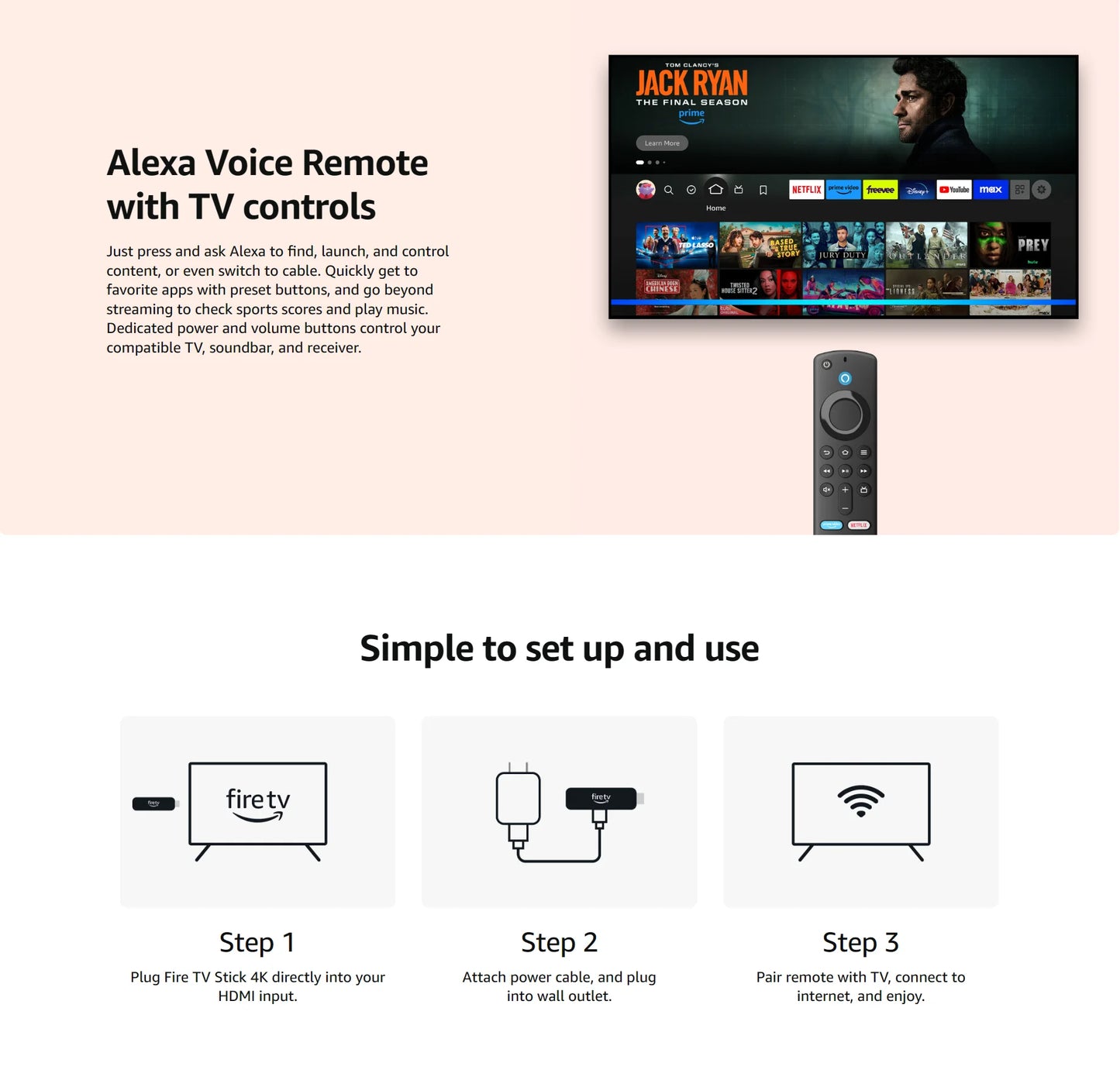 All-New Amazon Fire TV 4K MAX, Android TV Box, Netflix 4K Streaming stick with wifi 6E.16GB Storage (Without Batteries)