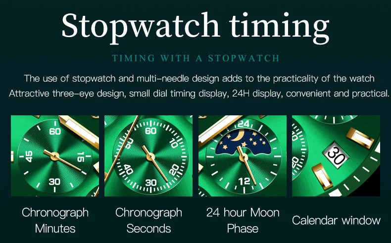 OLEVS 2870 Men's Watch Top Brand Luxury Watch for Men Original Waterproof Stainless Steel Chronograph Moon Phase Date Rota Dial