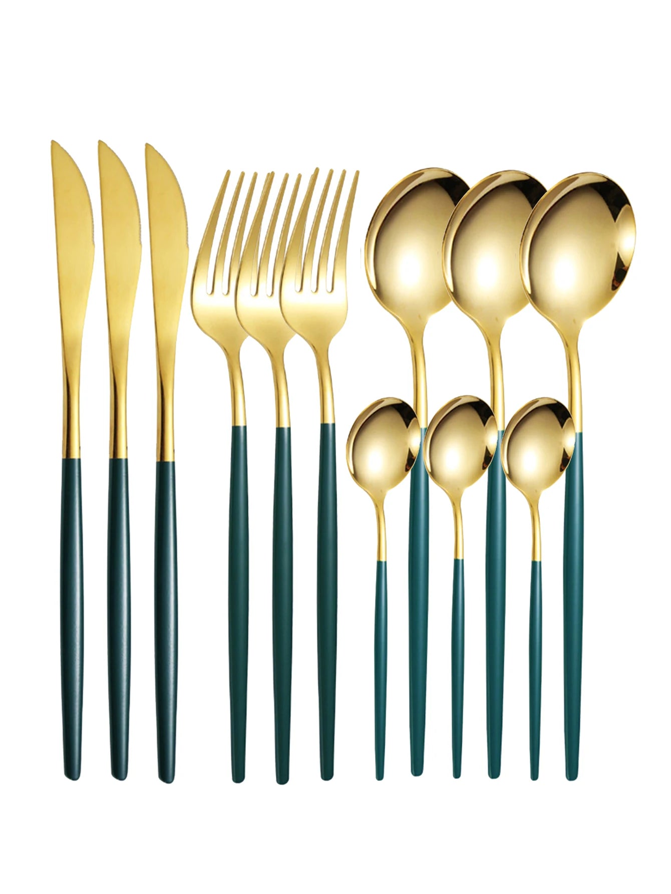 12pc Thin stainless steel cutlery set Portugal steak knife and fork dessert spoon coffee spoon