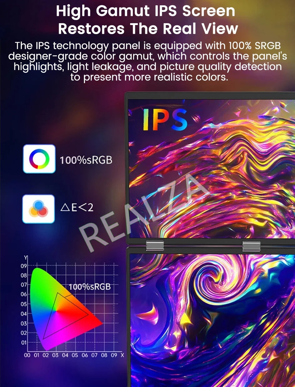 2025 15.6 Dual Screen 1920*1080P 60Hz Touch/Non-Touch Portable Monitor IPS Low Blue Light Eye Protection 360° Folding Drive-free