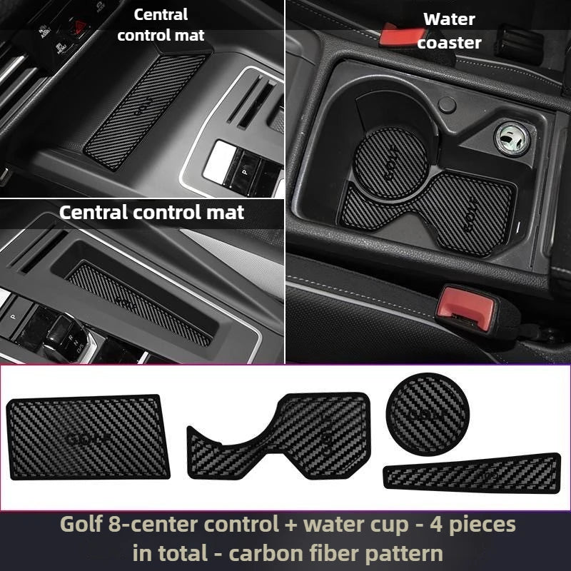 4 pcs Suede Waterproof Non-Slip Cup Coasters Center Console Car Decor for Volkswagen Golf 8 R-Line & Pro Accessories