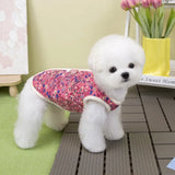 Winter Flower Pattern Pet Jacket Pet Dog Costume Navy Pink Sleeveless Vest Jacket Warm Comfortable Floral Cotton Vest Small Dog