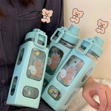 Botella de agua a prueba de fugas con pajita cuadrada, lindas botellas de agua resistentes al calor para mujeres, hombres, niños, regalos de cumpleaños