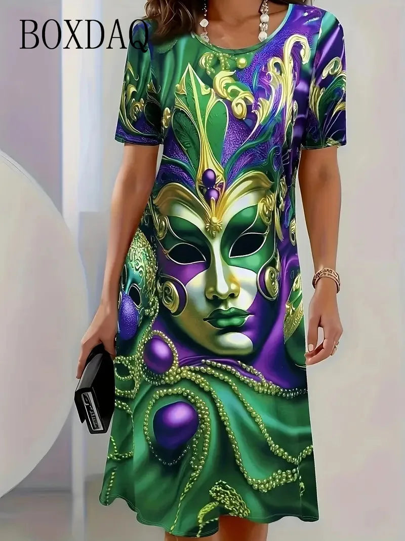 Fashion Elegant Women Dress Plus Size 8XL 9XL Short Sleeve O-Neck Casual Vacation Party Dress Big Size Floral Print A-Line Dress