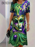 Fashion Elegant Women Dress Plus Size 8XL 9XL Short Sleeve O-Neck Casual Vacation Party Dress Big Size Floral Print A-Line Dress