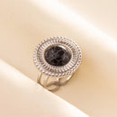 1pc Boho Turquoise Ring Stainless Steel Black Stone Silver Color Adjustable Ring Women Ethnic Ring Bohemian Jewelry Gift No Fade