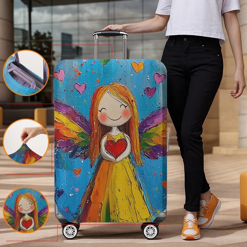Angel pattern luggage protection cover, suitable for 18-32 inch luggage covers, luggage handle gloves, travel accessories