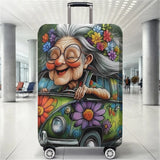 Hippie Granny Float Pattern Luggage Protective Cover, suitable for 18-32 inch luggage covers, luggage handle gloves, travel acce