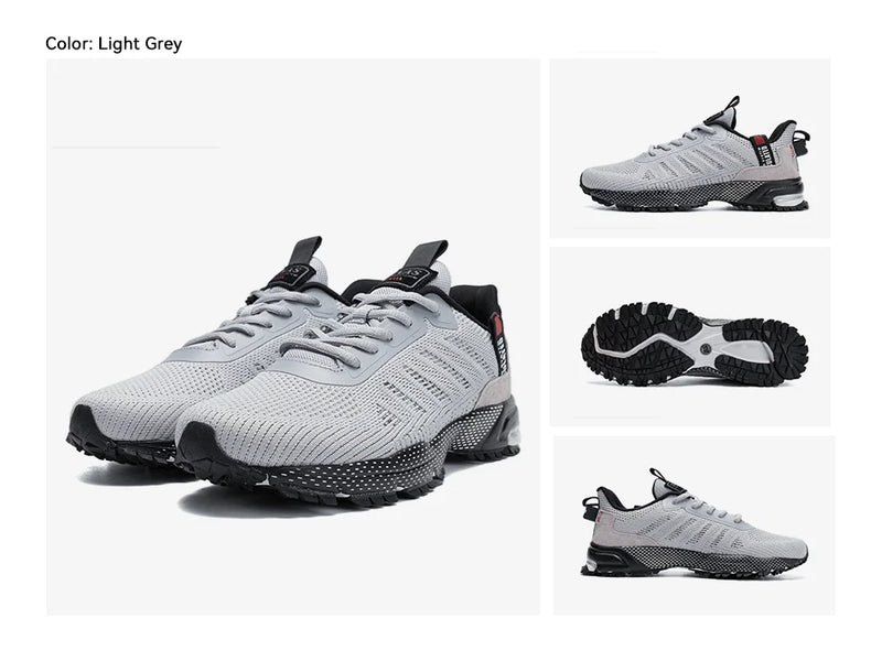 Baasploa Men Running Shoes Mesh Breathable Sport Shoes For Men Fashion Lightweight Casual Sneakers Non-Slip Lace Up Plus Size 50