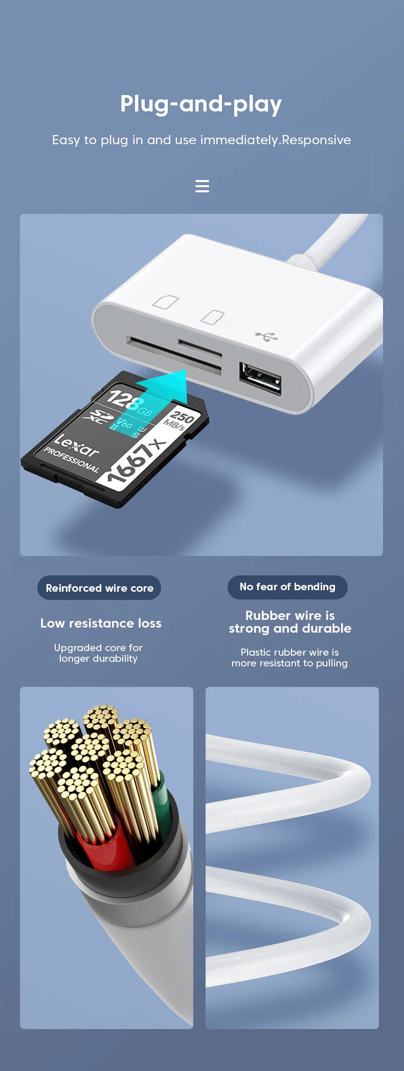 3-in-1 Card Reader Adapter Type C To SD TF Memory Card Reader USB Type C OTG Converter For Huawei Samsung Xiomi Phone Tablet