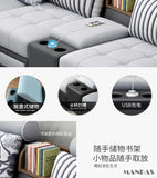 Linlamim Fabric Sofa Set Furniture Living Room Sofa Set with USB and Stools / Big U Shape Cloth Couch Sofas for Home Furniture
