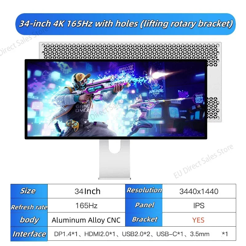 Kuycon Q34W 34-inch 4k165hz monitor e-sports gaming ultra-clear laptop desktop external mirror screen new original