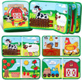 Montessori Busy Book Baby Early Education Book Farm Animal Scene Storytelling Activity Toy Fine Motor Quiet Book for Toddlers