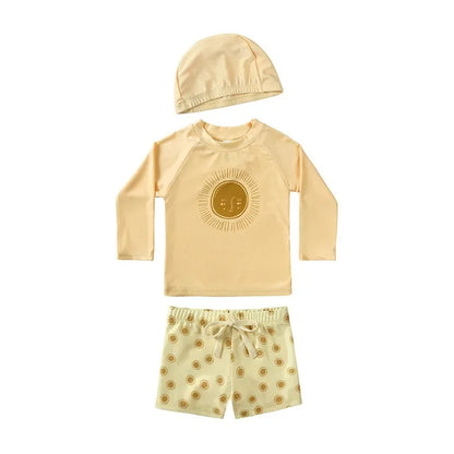 2025 Summer Baby Boys Swimsuit Long Sleeves One Piece Swimwear for Kids Toddler Cartoon UPF50+ Rash Guards Infant Bathing Sui