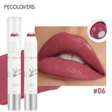 2-in-1 Nude Lipstick Matte Red Lip Balm Moisturizing 6 Colors Sandwich Lipstick Waterproof Long-Lasting Non-Stick Cup Lip Stick