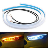 Hot！NEW 2Pc 30cm Car DRL Flexible Waterproof Headlight LED Strip Universal Auto Headlights Turn Signal Yellow Brake Flow Lights