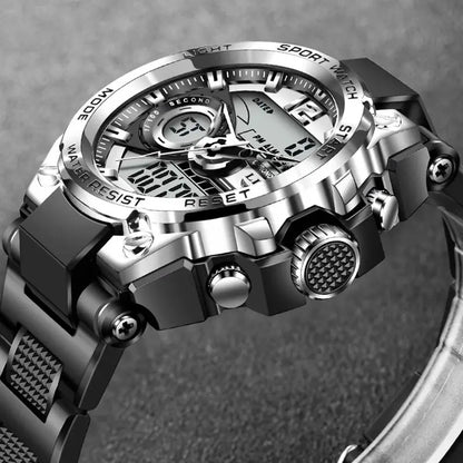 Reloj militar LIGE para hombre, digital, resistente al agua hasta 50 m, LED, de cuarzo, deportivo, grande, Masculino