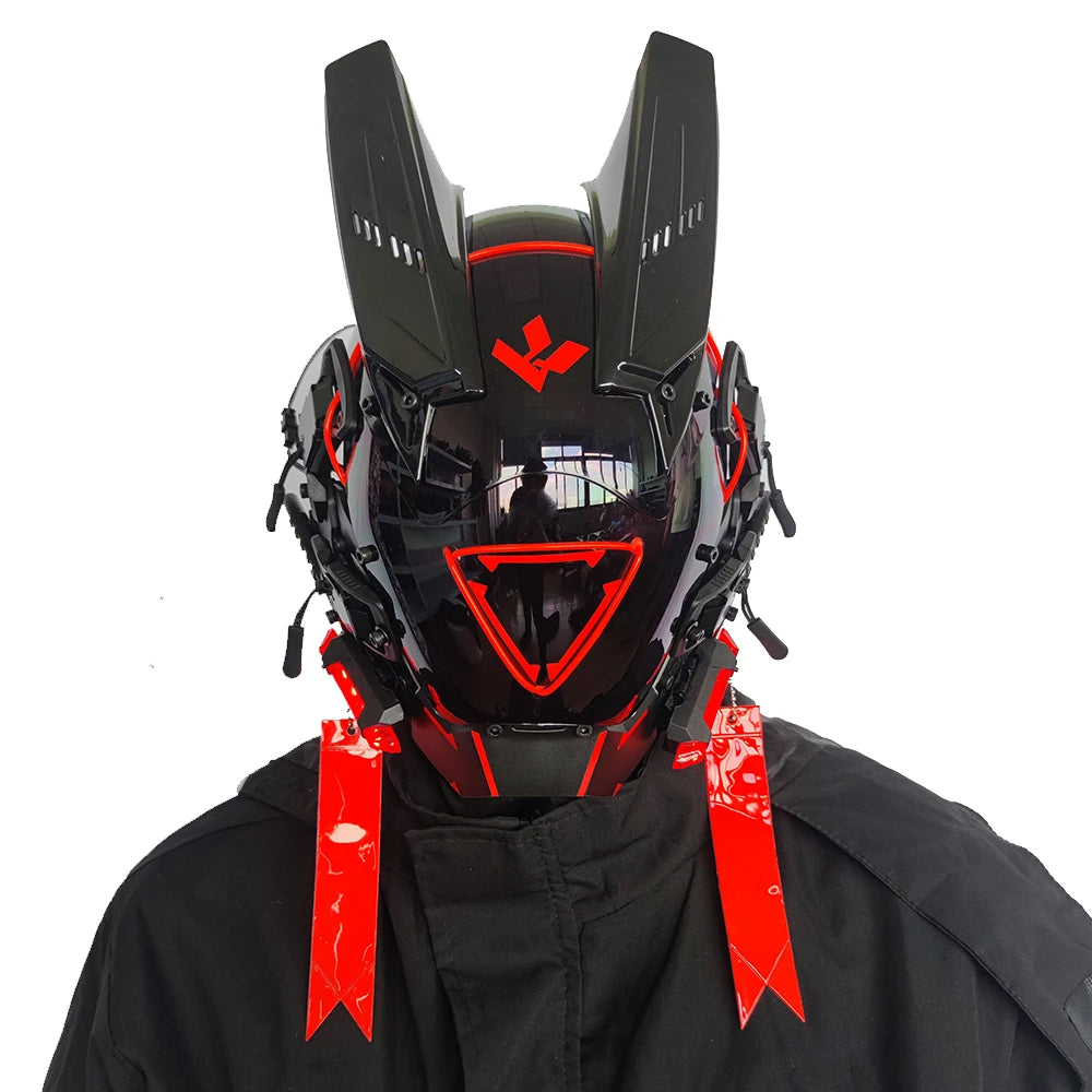 Capacete Cyberpunk com LED – Máscara para Festas, Halloween, Natal e Cosplay – Presente para Adultos