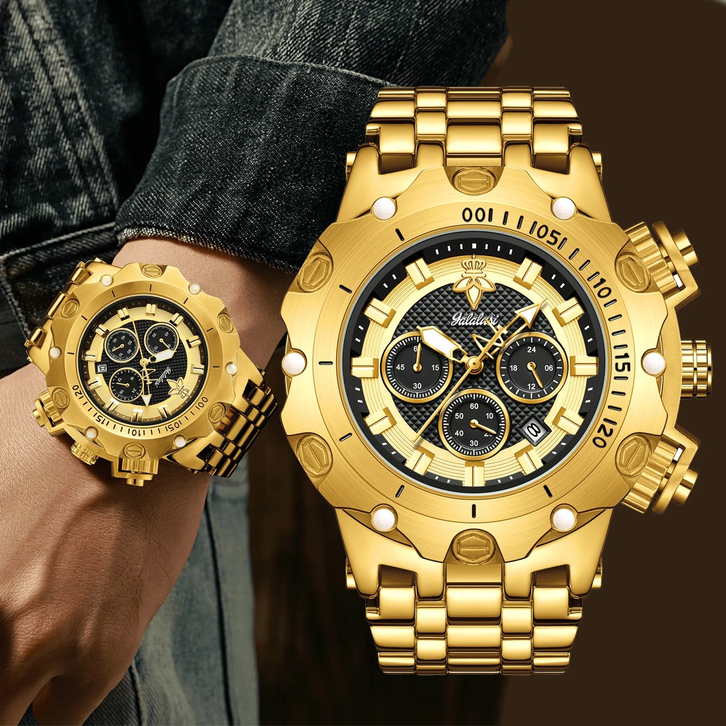 YaLaLuSi Men's Quartz Watch Dominant Design Multi Functional Practical Style Elegant Timepiece for Gentlemen