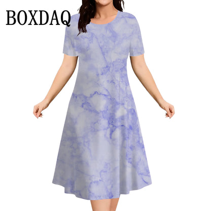 2025 New Women Dresses Large Sizes Short Sleeve Loose Dress Summer Casual Striped 3D Print Fashion Plus Size Female Clothing 9XL