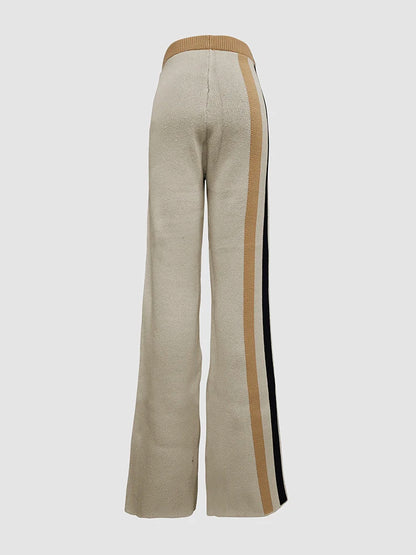 Beautyblue Striped Trousers Woman Pants 2025 New Casual Loose Wide Leg Elastic Waist Bottoms Fashion Urban Female Office Commute