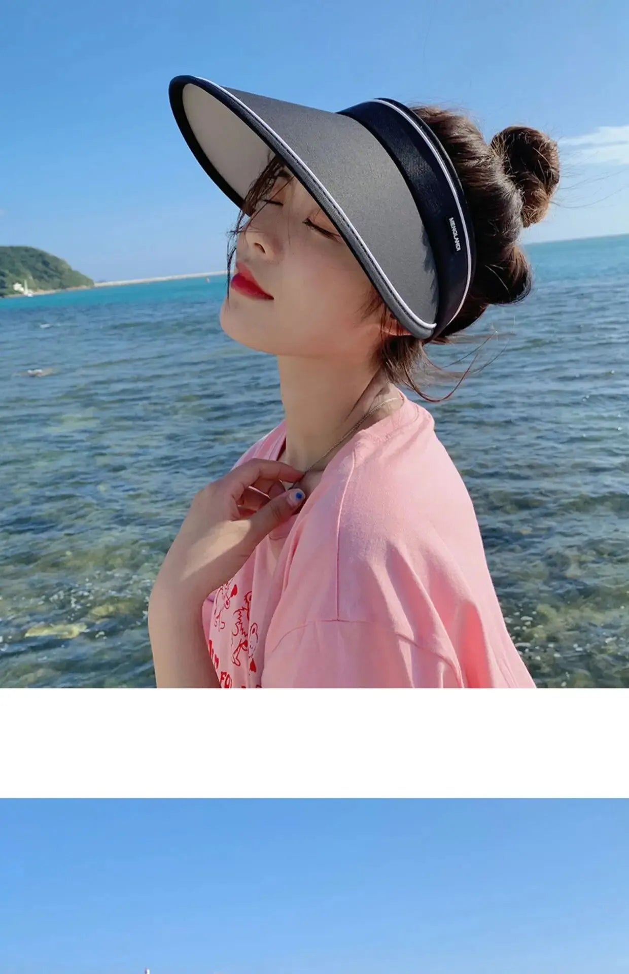 New Sun Hat Women's UV Protection Sun Hat Summer Empty Top Cap Large Brim Outdoor Cycling Face Shade Hat Woman